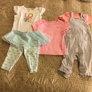 Grey jumper w/hearts, aqua & white tutu outfit 9M